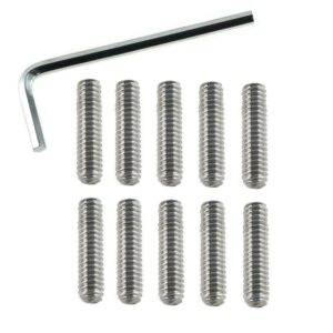 cone point screw luorng 10pcs 1/4-20 x 1inch 304 stainless steel allen head screw, hex hexagon socket flat point set, end grub headless bolt with hex drive wrench