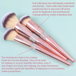 Bueart Design 16Pcs ULTRA SOFT Labeled Makeup Brushes Sets -with Foundations Powder Blush Concealer Blending Eyeshadow Contour Brush sets (Rose Gold)