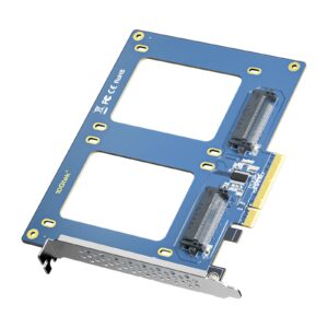 pcie to sff-8639 adapter, pcie 3.0 x8 to dual u.2 sff-8639 ports, for 2.5" u.2 nvme ssd or 2.5" sata ssd