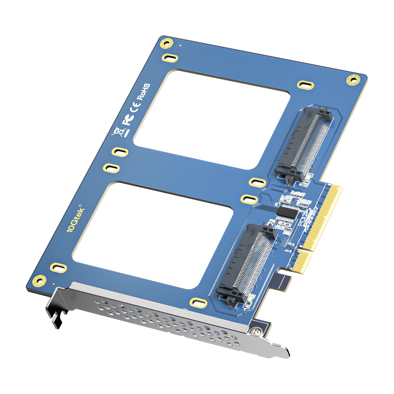 PCIe to SFF-8639 Adapter, PCIe 3.0 X8 to Dual U.2 SFF-8639 Ports, for 2.5" U.2 NVMe SSD or 2.5" SATA SSD