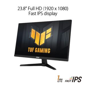 ASUS TUF Gaming 23.8” 1080P Monitor (VG249QM1A) - Full HD, Fast IPS, 270Hz, 1ms, Extreme Low Motion Blur, Speakers, 99% sRGB, G-Sync Compatible/FreeSync Premium, DisplayPort, HDMI,BLACK