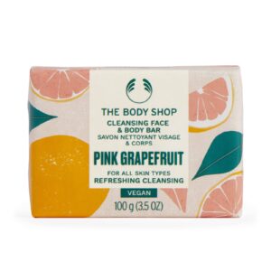 the body shop pink grapefruit cleansing face & body bar – for silky soft skin – vegan – 3.5oz