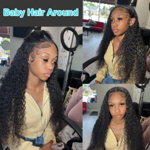 BLY Ready to Wear Wig Glueless Lace Front Wigs Human Hair for Women Deep Wave Curly Wig No Glue Wear and Go Lace Pre Cut Wig Pre Plucked with Baby Hair 180% Density Natural Hairline 18 Inch