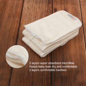 ALVABABY 12PCS Newborn Cloth Diaper Insert,4 Layers Cloth Diaper Inserts, Inserts,Reusable Cloth Diaper Inserts Overnight 12SMB