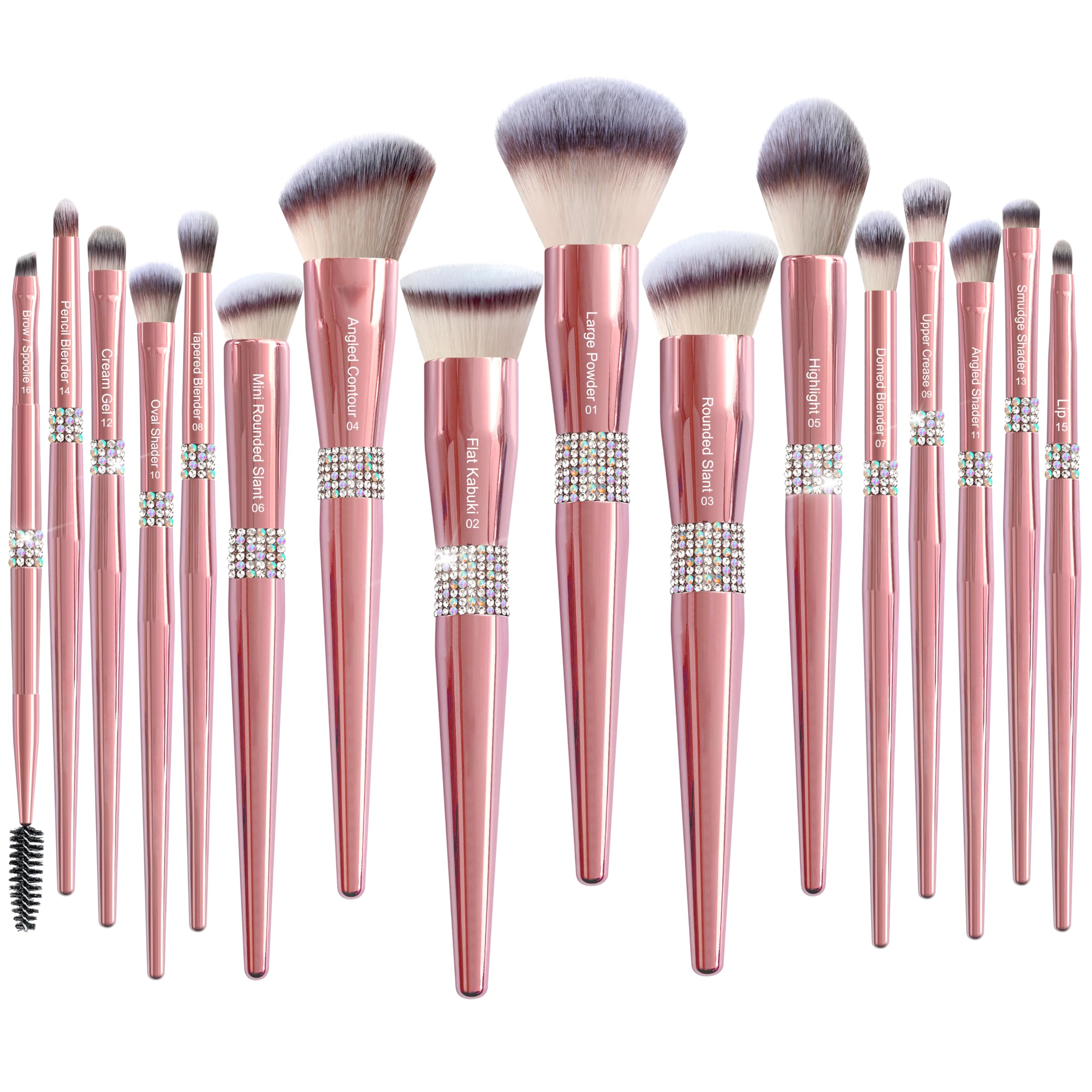 Bueart Design 16Pcs ULTRA SOFT Labeled Makeup Brushes Sets -with Foundations Powder Blush Concealer Blending Eyeshadow Contour Brush sets (Rose Gold)