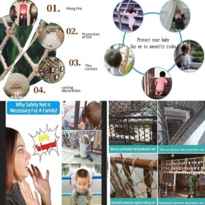 KACQIHTU Hemp Rope Net Kids Climbing Safety Net Child Safety Rope Netting Balcony Stairs Fence Garden Playground Protection Net Indoor & Outdoor Decor Rope Net