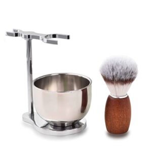 Men's Shaving Brush Set, 3 Pcs Grooming Set of Shaving Brush Stand and Bowl for Wet Shaving