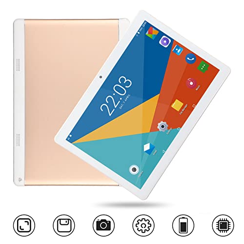 HD 10 Tablet PC, Portable Dual SIM Dual Standby Tablet,WiFi Android Dual Camera IPS 1080P HD Large Screen Call Tablet,Octa Core Processor,2GB 32GB RAM(Gold)