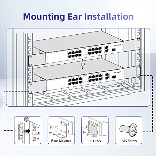 PhyinLan Rack Mount Kit 19 Inch Large Compatibility Rack Ears for 17.3" Wide Cisco, D-Link, Dell PowerConnect, HP V1910, Linksys, and NETGEAR Switches