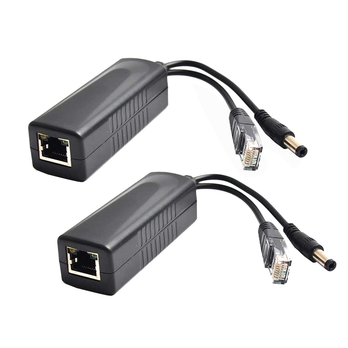 PCUORLEORS PoE Splitter 48V to 12V, 2A with IEEE 802.3af/at Standard Compliant 10/100Mbps Power Over Ethernet Splitter Adapter for Security Camera CCTV Surveillance DC Plug Cable (2Pack)