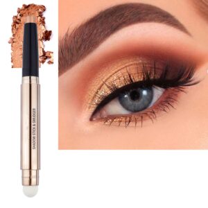 2 in1 champagne gold eyeshadow stick cream shimmer smooth glitter eyeshadow pencil hypoallergenic natural waterproof long lasting eye shadow multi-dimensional eyes look （champagne shimmer # 04）