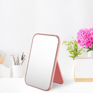 Ponpon 1Pcs Desktop Makeup Mirror, Foldable Tabletop Makeup Mirror Portable Small with Stand for Tabletop, Bathroom, Desk, Bedroom