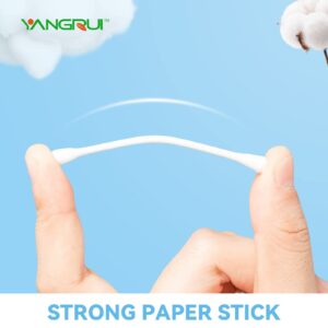 YANGRUI Cotton Swab, 510 Count Bamboo Stick BPA Free Naturally Pure Double Round Ear Swabs White Cotton Buds (Pack of 1)