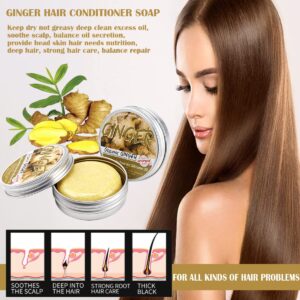 FERCAISH Ginger Hair Regrowth Shampoo Bar, Natural Ginger Shampoo Anti-Hair Loss Hair Promotes Hair Growth Ginger Shampoo - Anti-dandruff and Anti-itching-for All Hair Types(2 Pcs)