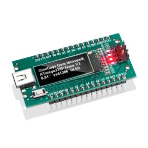 ideaspark nano v3.0,nano board atmega328p ch340 micro controller built-in 0.91'' oled display 128x32 ssd1306 iic i2c completely compatible with arduino nano v3.0