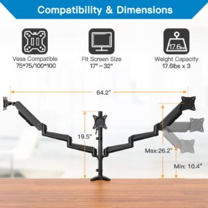 HUANUO 13-32 Inch Monitor Mount 2 Monitors & Triple Monitor Mount