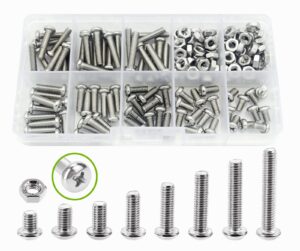 elantek 160pcs metric m4 304-stainless steel phillips pan head machine screws nuts assortment kit- m4 x 6mm/ 8mm/ 10mm/ 12mm/ 14mm/ 16mm/ 18mm/ 20mm