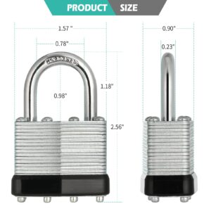 Travate Keyed Alike Padlocks, Nickel Plated Padlocks Keyed Alike Set of 12, Key Lock with 1-9/16"(40mm) Wide Body 1-inch Shackle for Storage Unit, Sheds, Garages and Fence