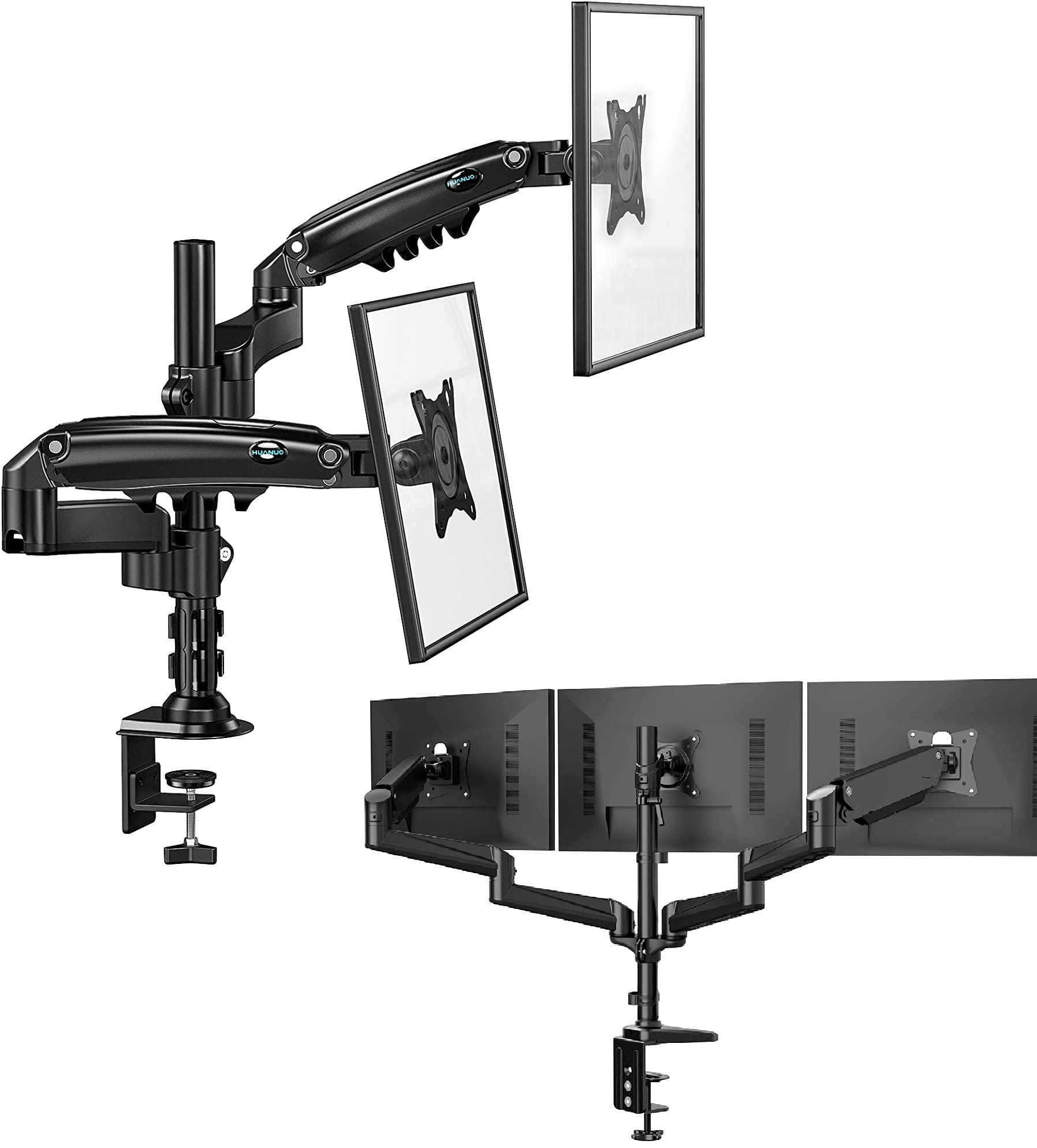 HUANUO 13-32 Inch Monitor Mount 2 Monitors & Triple Monitor Mount