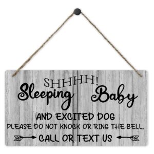 baby sleeping sign plaque decor for front door - please do not disturb sign - signs decor for baby room, nursery, home bedroom -new mom gift, baby shower