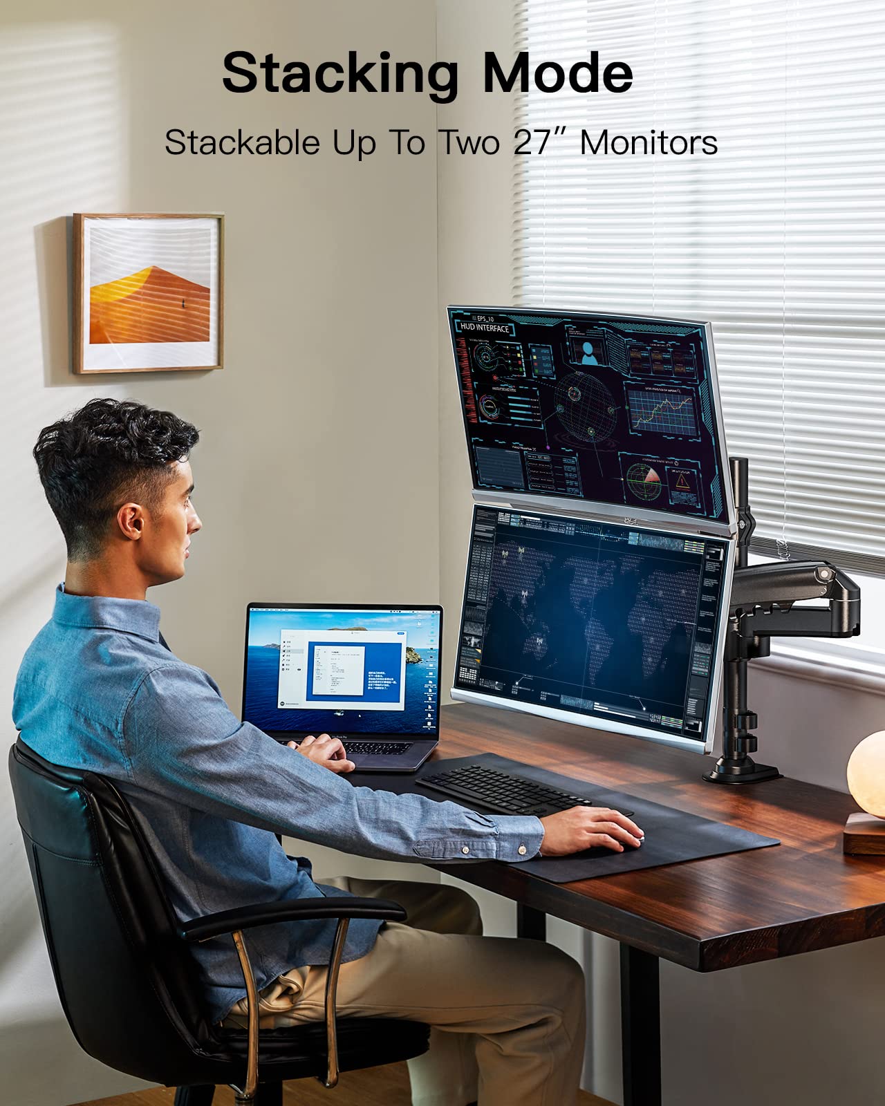 HUANUO 13-32 Inch Monitor Mount 2 Monitors & Triple Monitor Mount