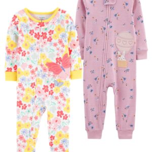 Carter's Baby Girls' 2-Pack Cotton Footless Pajamas (as1, age, 4_years, Fruit/Whale, 4T)…