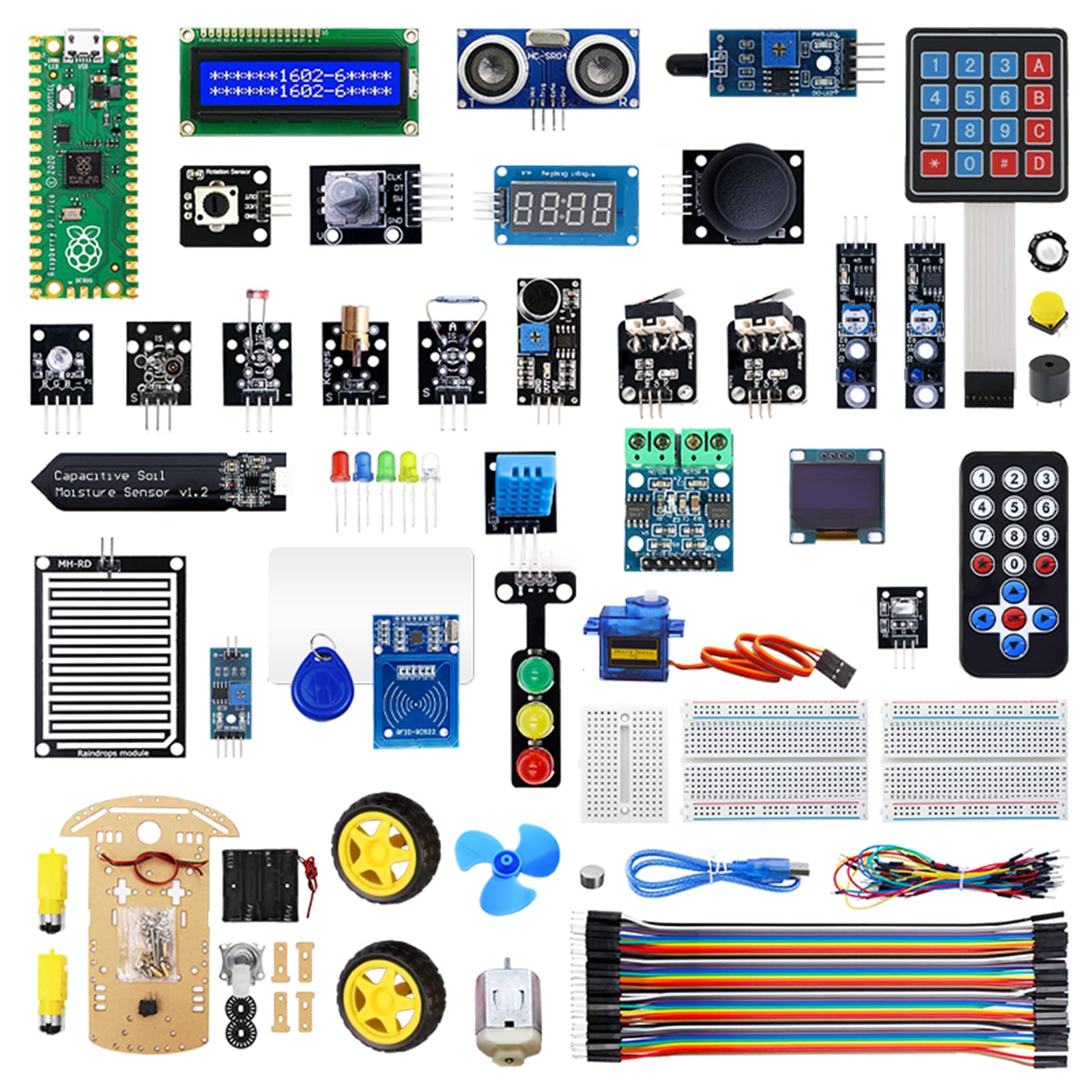 Kits for Raspberry Pi Pico, ELECROW Sensor Advanced Kit for Programming, Pi Pico Micropython 32 Projects Lessons and 32 Modules with Detailed Tutorial for Programmer