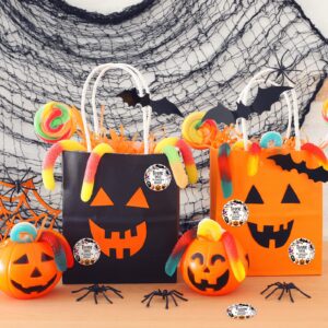 Whaline 600Pcs Halloween Stickers Roll Halloween Thank You for Business Stickers Skull Ghost Pumpkin Pattern Round Stickers for Halloween Envelopes Sealing Goodie Treat Bags Party Gift Favors Decor