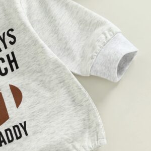 Honganda Newborn Infant Baby Boy Girl On Sundays We Watch Football with Daddy Bodysuit Funny Romper Sweatshirt (Gray, 0-3 Months)