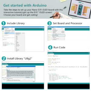 ideaSpark Nano V3.0,Nano Board ATmega328P CH340 Micro Controller Built-in 0.91'' OLED Display 128x32 SSD1306 IIC I2C Completely Compatible with Arduino Nano V3.0