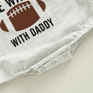 Honganda Newborn Infant Baby Boy Girl On Sundays We Watch Football with Daddy Bodysuit Funny Romper Sweatshirt (Gray, 0-3 Months)