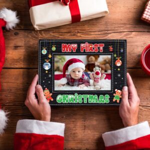 WaaHome Baby's First Christmas Picture Frame 2024 My First Christmas Photo Frame, Newborn Baby Girl Boy 1st Christmas Picture Frame Gifts for New Parents Mom Dad Baby Shower