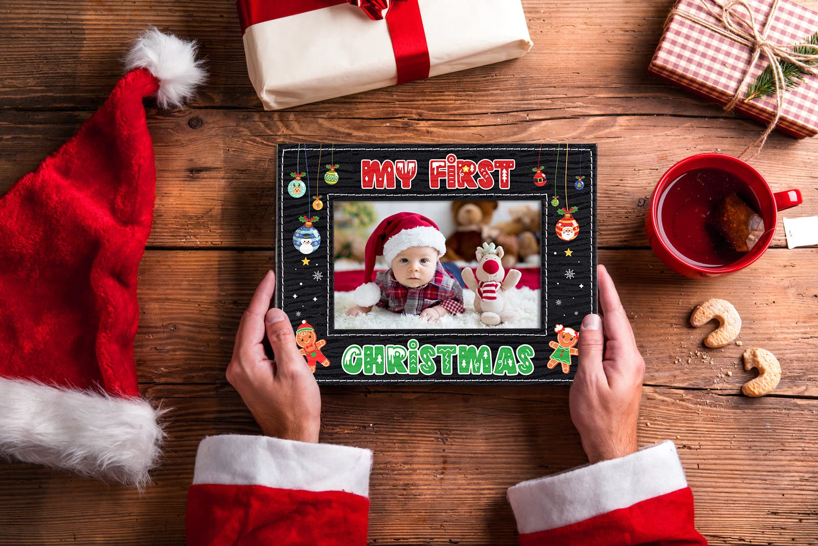 WaaHome Baby's First Christmas Picture Frame 2024 My First Christmas Photo Frame, Newborn Baby Girl Boy 1st Christmas Picture Frame Gifts for New Parents Mom Dad Baby Shower