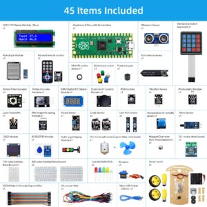 Kits for Raspberry Pi Pico, ELECROW Sensor Advanced Kit for Programming, Pi Pico Micropython 32 Projects Lessons and 32 Modules with Detailed Tutorial for Programmer