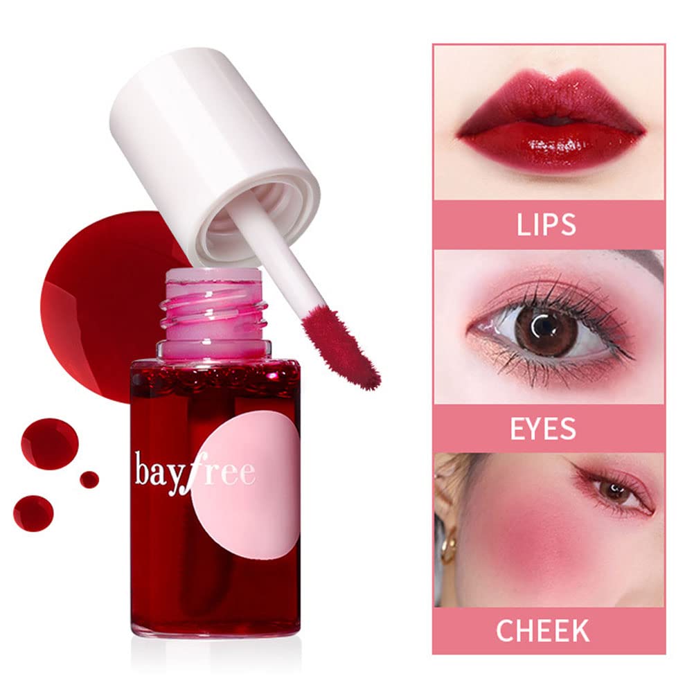 2 Colors Lip Tint Stain, Plump Lip Gloss Moisturizing Tinted for Cheek & Lip, Long lasting, Glossy Korean Mini Liquid Lipstick, Easy Apply