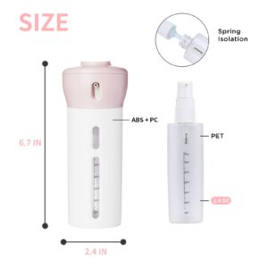 2 Pack 4 in 1 Travel Dispenser Bottle Leak Proof Container for Toiletries，Lotions，Shampoo，Conditioner，Sunscreen Cream.TSA Approved.Airplane Carry-on.（Pink+Gray）