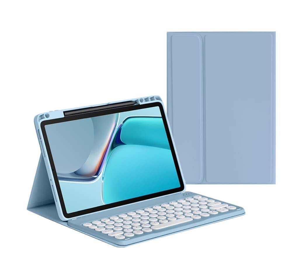 kaitesi Keyboard Case for iPad 9th Generation 8th 7th Gen 10.2"/ iPad Air 3rd Gen 10.5"/iPad Pro 10.5 inch Keyboard Case Detachable BT Keyboard Round Key (Misty Blue)