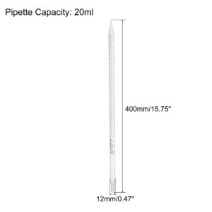 PATIKIL Graduated Dropper Pipettes, 1 Pcs 20ml Reusable Borosilicate Glass Pipette for Transfer Liquid for Laboratory, Chemistry, Clear