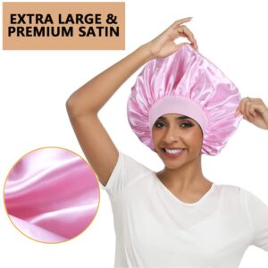 6PCS Extra Large Satin Bonnets for Sleeping, Hair Bonnets for Black Women Braids Curly Hair, A