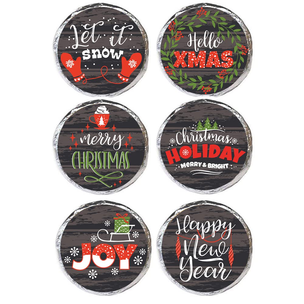 FujLoy Merry Christmas Thread-270 PCS 0.75 inch Christmas Stickers,9 Design Self Adhesive Circle Label Stickers,Christmas Envelope Seals Candy Stickers. (Merry Christmas Thread (021))