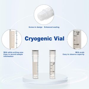 CryoKING Cryovials Sterile Tubes 2ml Lab Vials with Caps Cryovial for Low Temperature Storage, Pack of 500