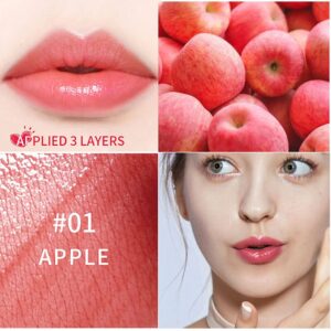 2 Colors Lip Tint Stain, Plump Lip Gloss Moisturizing Tinted for Cheek & Lip, Long lasting, Glossy Korean Mini Liquid Lipstick, Easy Apply