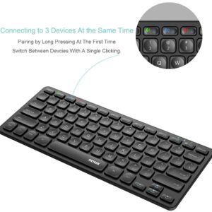 Arteck Universal Multi-Device Bluetooth Keyboard Ultra Slim and Compact Wireless Bluetooth Keyboard with Media Hotkeys for Windows iOS iPad OS Android Computer Desktop Laptop Surface Tablet Smartphone