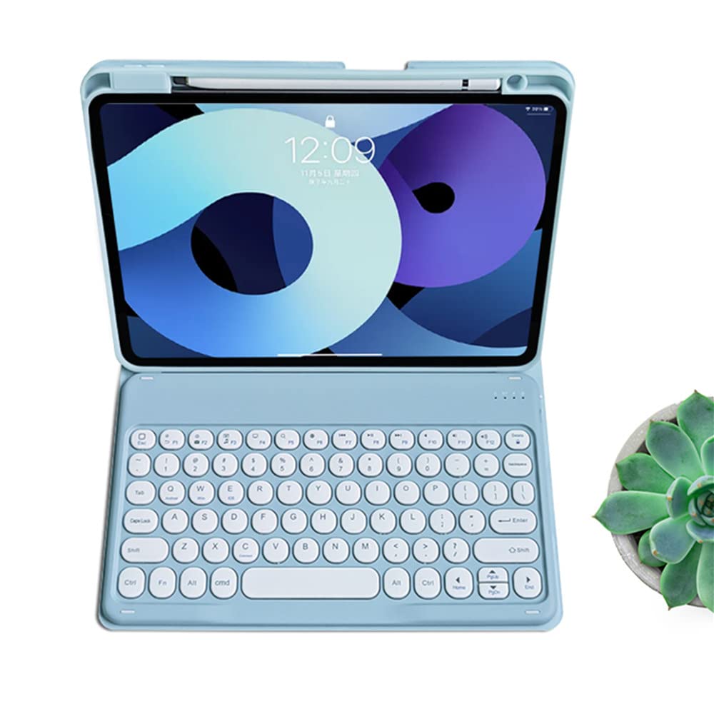 kaitesi Keyboard Case for iPad 9th Generation 8th 7th Gen 10.2"/ iPad Air 3rd Gen 10.5"/iPad Pro 10.5 inch Keyboard Case Detachable BT Keyboard Round Key (Misty Blue)