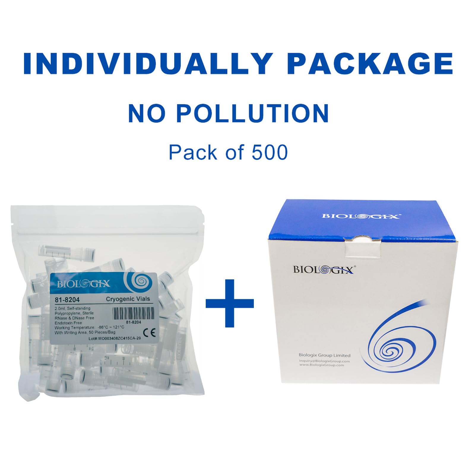 CryoKING Cryovials Sterile Tubes 2ml Lab Vials with Caps Cryovial for Low Temperature Storage, Pack of 500