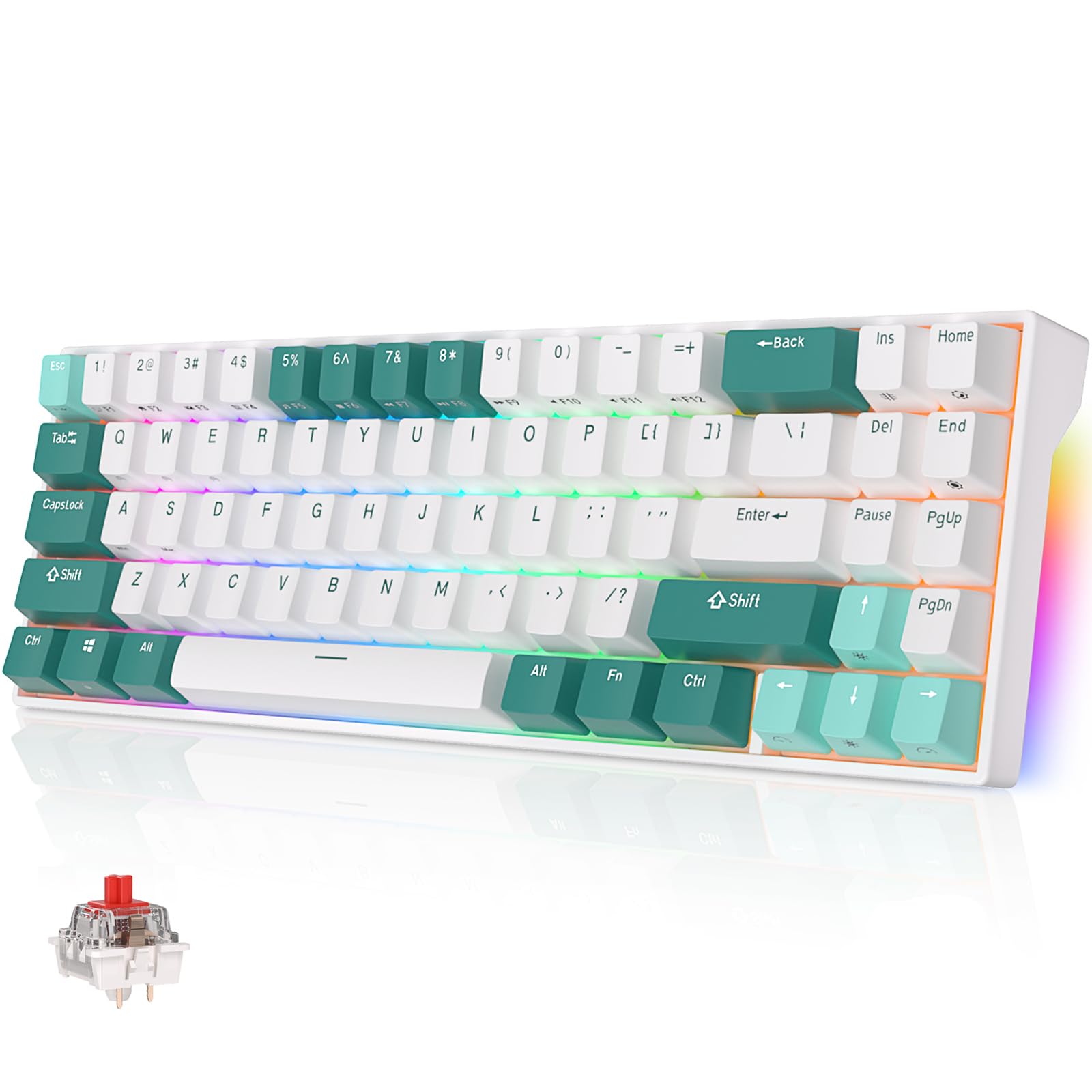 RK ROYAL KLUDGE 70% Mechanical Keyboard - RK71 Wireless Gaming Keyboard with Hot-Swappable Red Switches, Double-Shot Creamy Keycaps, RGB Backlit, and Triple-Mode Connectivity