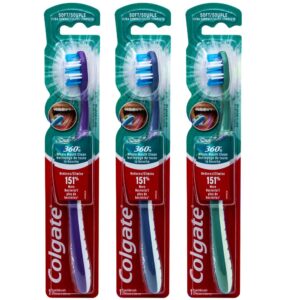 colgate 360 whole mouth clean toothbrush, ultra compact head, soft (colors vary) - pack of 3