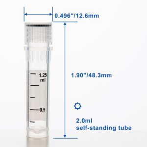 CryoKING Cryovials Sterile Tubes 2ml Lab Vials with Caps Cryovial for Low Temperature Storage, Pack of 500