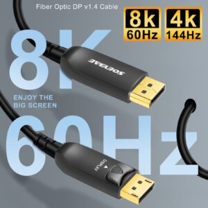 SOEYBAE 8K Fiber DisplayPort Cable 150ft/50m, 8K DP 1.4 Cable, Support 32.4Gbps Ultra High Speed, 8K@60Hz, 4K@144Hz, Compatible with Graphics Card, VR Headset, Projector