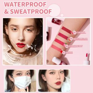 2 Colors Lip Tint Stain, Plump Lip Gloss Moisturizing Tinted for Cheek & Lip, Long lasting, Glossy Korean Mini Liquid Lipstick, Easy Apply